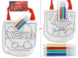 12in Craft Vtine Tote Bag w/4 Markers. 2 Asst. Bag Size: 8.15in (W) x 8.1in (H). h/c
