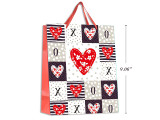 V'tine Matte w/Foil XOXO Giftbag - Medium. Ribbon Handle.