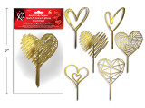 6pk V'tine Acrylic Cake Toppers. 6 Styles/Pack. Pbh.