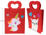 9-7/8in x 7-7/8in Felt Tote Bag w/Die-Cut Heart Handle. 2 Asst.Styles. Cht.