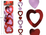 6ft Holographic Heart Garland. Heart Size: 4.02in x 3.62in. Pbh.