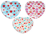 13in x 12.6in V'tine Heart Shape Platter. 3 Asst.Styles. English Only