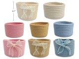 Set/2 Woven Basket w/Pearl Organza Ribbon. 3 Asst.Colours. Cht.