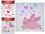 Vtine Printed Gel Cling. Sheet Size: 7.5in x 7.5in. 3 Asst. Pbh. English Only