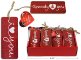 5in x 2in Luggage Style Hanging MDF Tag w/ Jute Hanger. 2 Asst.Styles. 36pcs/Dsp. Cht. English Only
