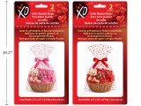 2pk Valentines Printed Cello Basket Bags. 19.7in x 27.6in. 2 Asst.Colours. Polybag w/Insert. English Only