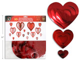 16ct 3-D Foil Heart Hanging Decoration. Fold Over Header.