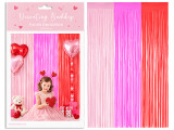 78.7in x 39.4in V'tine Foil Fringe Curtain. Polybag w/Insert.