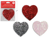 10pk 3.25in Full Glitter Heart Sticker. 3 Cols: Red / Silver / Iridescent. Pbh.