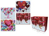 Matte w/Hotstamp Heart Horizontal Giftbag - Jumbo. PP Handle. 4 Asst.Styles. J-hook.