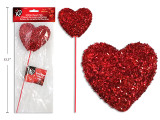 11.5in Glitter Heart Pick. 4in Heart Size. pbh.