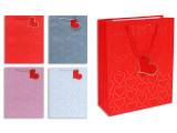 Matte w/Embossed Foil Outline Heart Giftbag - Jumbo. Heart Gift Tag. PP Handle. 4 Asst. J-hook.