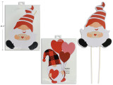15in x 9.5in V'tine Gnome Garden Stake. 2 Asst.Styles. Colour Label.