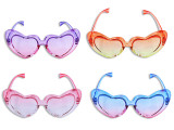 6.1in x 2.56 Glitter Novelty Heart Glasses. 4 Cols: Clear / Pink / Purple / Blue. pbh.