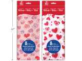 8pk 20in x 20in Printed Hearts Tissue Paper. 2 Asst.Styles. Colour Label.