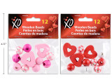 12pk V'tine Wooden Beads Assortment. 2 Asst.Colours. Pbh.