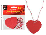 24pk 2-3/8in(H) x 2.5in(W) Paper Heart Gift Tags w/2-Tone Twisted Rope. Pbh.