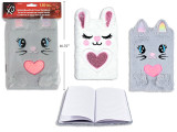 8.5in x 6in 80 Sheets(160Pages) Embroidered Plush Cover Notebook. 2 Asst.Styles. Pbh.