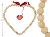 11.75in(H) x 13.25in(W) Wooden Beaded Wreath w/Ribbon. Jute Hanger. Cht.