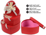 Set/3 Heart Paper Gift Boxes w/Satin Ribbon. 3 Sizes. UPC