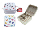 3.86in x 1.97in Printed Heart Jewelry Organizer Case. 2 Asst.