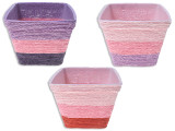 5.12in x 3.94in 3-Tone Square Paper Wrapped Planter w/Plastic Liner. 3 Asst.Colours.