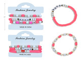 3pk V'tine Beaded Stretchable Bracelet. 3 Styles/Pack. T.o.c.