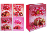 Matte w/Foil Heart Balloons Rising from Giftbox - Jumbo. PP Handle. 4 Asst.Styles. J-hook.