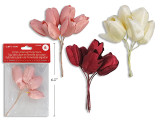 6pcs 5in Polyester Tulip Stem. 1.75in Bud. 3 Cols. Pbh.