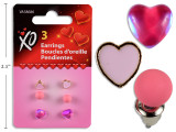 Set/3 V'tine Stud Earrings. 3 Styles/Pack. T.o.c.