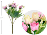 11.5in 5-Heads Mini Rose Bud Bouquet. 30mm Rose. Cht.