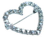 Heart Brooch w/Rhinestone 1.77in x 1.57in (Gold / Silver)