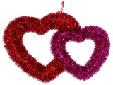 18.1in x 13in V'tine Die-Cut Double Heart Tinsel Wreath. Cht.