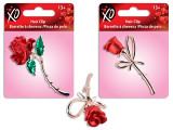 2.36in Metal Red Rose Brooch. 2 Asst.Styles. t.o.c.