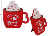 7.48in x 7.87in Die-Cut MDF Coffee Mug Tabletop Decor w/Stand. English Only