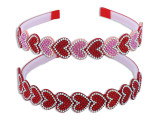 5.5in x 4.72in Sparkling Hearts Headband. 2 Cols: Red / Red+Pink. Wrap Header.
