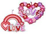 2-Tone Glitter LOVE Hanging Foam Plaque. Cht.