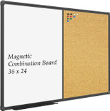 Dry Erase Board & Bulletin Corkboard Combination 36" x 24"