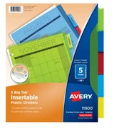 Index Dividers Colors/Insertables/Plastic 5 Tabs