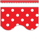 Border-Polka Dots Red/Scalloped