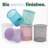 Pencil Holder Assorted Pastel Colors Mesh 4.0" x 3.5"