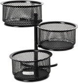 Desk Organizer Black/Wire Mesh (3-Tier Swivel Tower)