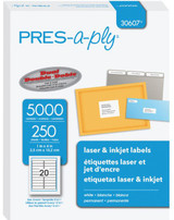 Labels Laser & Inkjet 1"x 4" White 250 Sheets