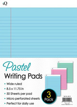 Writing Pad Letter-Pastel Colors 3ct.