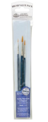 Brush Set-Taklon/Gold Bristles 3 Pack