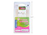 Brush Set Assorted Round & Flat w/ Wood Handle 10Pk