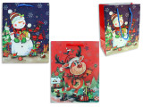 Gift Bags-Xmas Cartoon Reindeer/Snowman (Large)