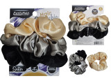 Hair Ties-Scrunchie Satin/Assorted Colors 3Pk