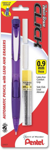 Mechanical Pencil 0.9mm CLICK Twist Erase w/2 Erasers Refill & Leads (#23427)