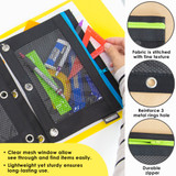 Pencil Pouch 3 Rings w/Mesh Window Neon-Black